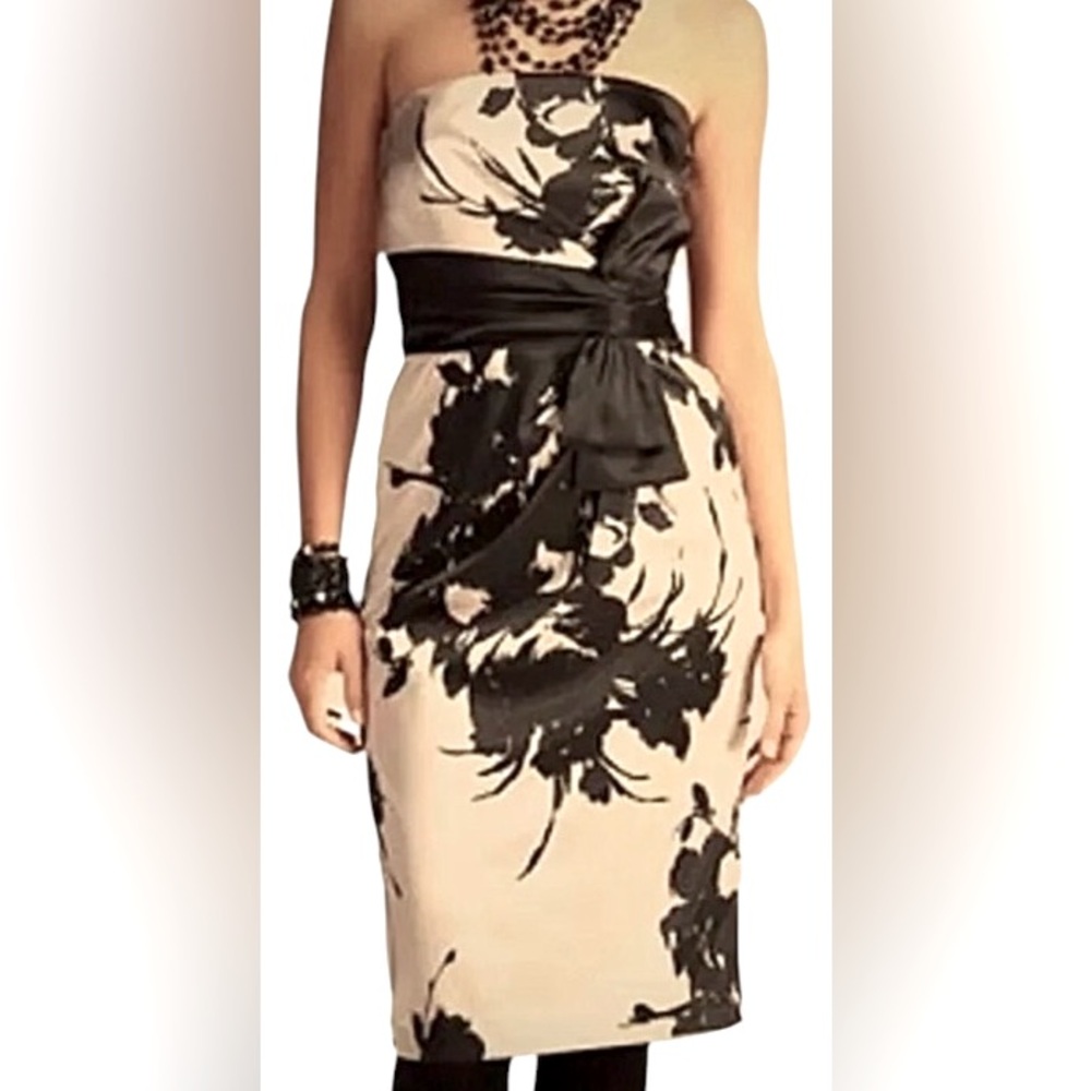 White House Black Market Strapless Satin Cocktail Dress.  Size 8 - Picture 7 of 9